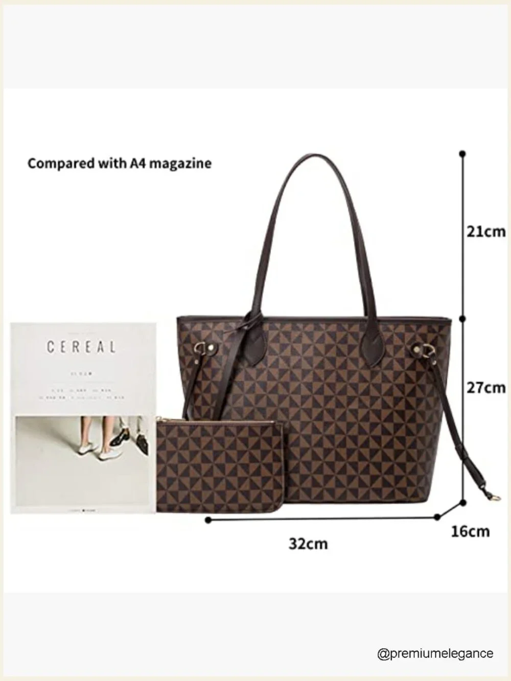 Designer Satchel Tote Bag Set with Clutch Wallet, Shoulder Bag, Large Capacity